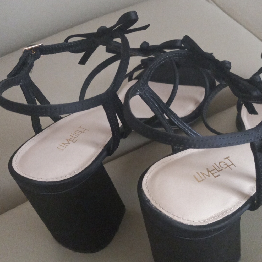 Limelight Black Bow Strappy Block Heel Sandals Size 11 - Picture 12 of 16